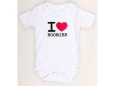 Silly Souls TT-59-0 I <3 Boobies- 0-3 Month Bodysuit- White (Silly Souls: 812667013602)