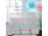 Aqua Pixie Baby 4 Piece Crib Bedding Set by My Baby Sam (My Baby Sam: 690895231674)