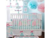 Aqua Pixie Baby 4 Piece Crib Bedding Set by My Baby Sam (My Baby Sam: 690895231674)