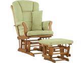 Stork Craft 06554-54L Custom Tuscany Oak Finish Glider and Ottoman with Free Lower Lumbar Pillow, Sage Cushions (Stork Craft: 056927084555)