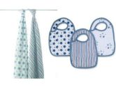 Aden and Anais 2 Pk Swaddle Blanket and Snap Bib-Prince Charming (aden + anais: 741459620851)