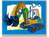 The Kids Room Rectangle Wall Decor, Yellow/Blue Excavator (The Kids Room by Stupell: 049182013217)