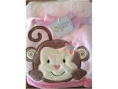 Baby Gear Girls Pink Monkey Boutique Blanket (Baby Gear: 094134006021)