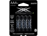 Sanyo Eneloop XX Rechargeable Battery AAA 4 Pack 950MAH Pre-Charged (Sanyo: HR4UWXA4A)