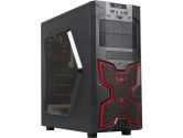 DIYPC Solar-M1-R Black Gaming Computer Case w/ two Red fans With Side Panel Window (DIYPC: Solar-M1-R)