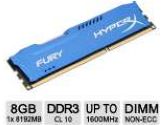 Kingston HyperxFURY Memory Blue 8GB 1x8GB DDR3-1600 CL10 Single Channer Memory Module (Kingston: HX316C10F/8)