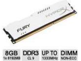 Kingston HyperxFURY Memory White 8GB 1x8GB DDR3-1333 CL9 Single Channer Memory Module (Kingston: HX313C9FW/8)