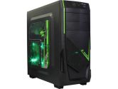 DIYPC Ranger-R8-G Black/Green USB 3.0 ATX Mid Tower Gaming Computer Case with 3 x Green Fans (1 x 140mm LED Fan x side, 1x120mm LED Fan x front, 1 x 120mm fan x rear) - Retail (DIYPC: Ranger-R8-G)