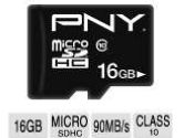 PNY Turbo Performance 16GB MicroSD Flash Card Model P-SDU16GU190-GE (PNY Technologies, Inc.: P-SDU16GU190-GE)