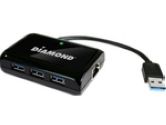 Diamond USB303HE USB to RJ45 and 3PORT USB 3.0 Hub 10/100/1000MBPS for Ultrabook Laptop PC/MACBOOKS (Diamond: USB303HE)