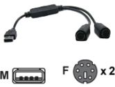 FREEDOM9 freeView Cable Up PS/2 Keyboard And Mouse Adapter Dual PS/2 to USB (Freedom9: KCB-1410)